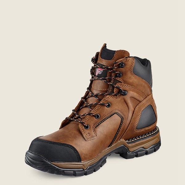 Red Wing Mens Safety Boots - Flexforce® - 6-inch Waterproof Toe - Brown/Black - WRY478950